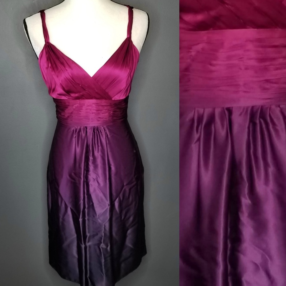 ANN TAYLOR PETITES Pink & Purple Ombre Satin Dress